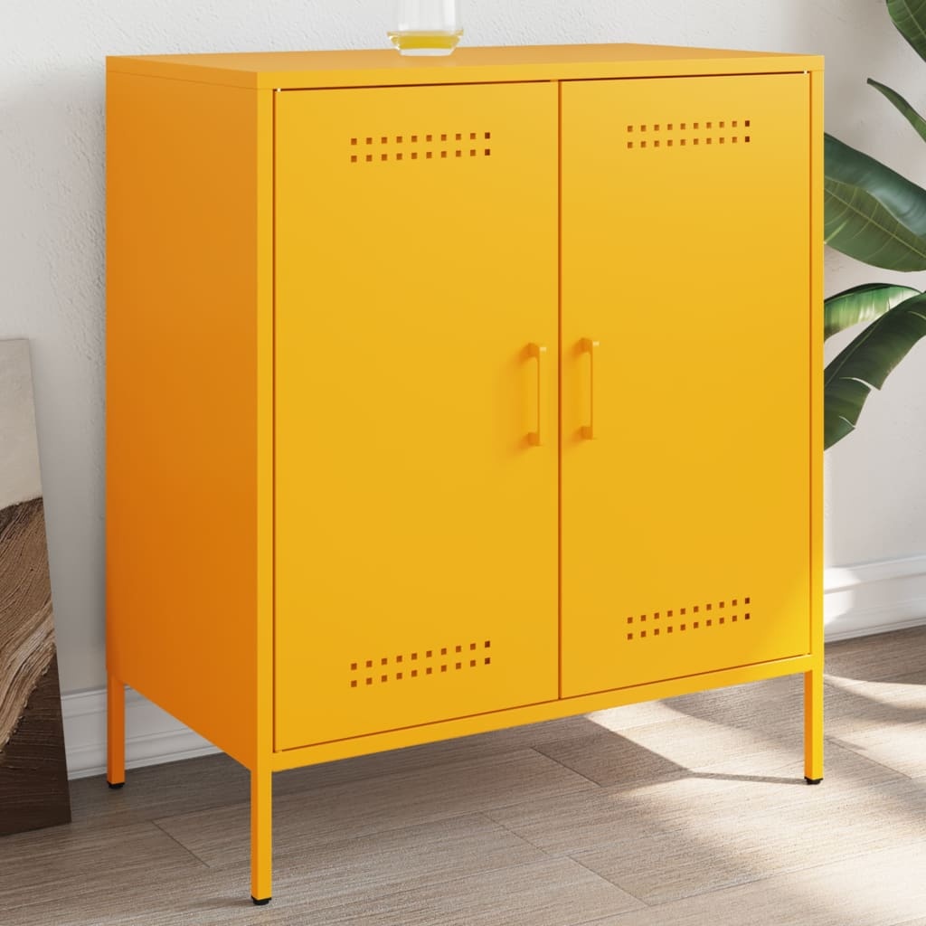 VidaXL Dressoir 68x39x79 cm staal mosterdgeel