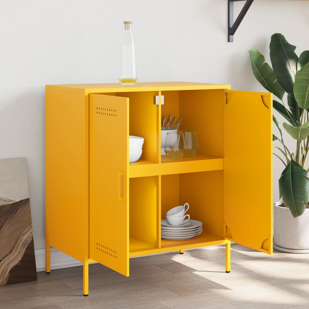 VidaXL Dressoir 68x39x79 cm staal mosterdgeel