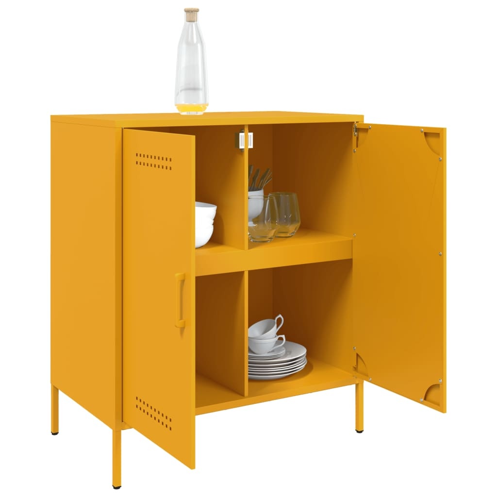 VidaXL Dressoir 68x39x79 cm staal mosterdgeel