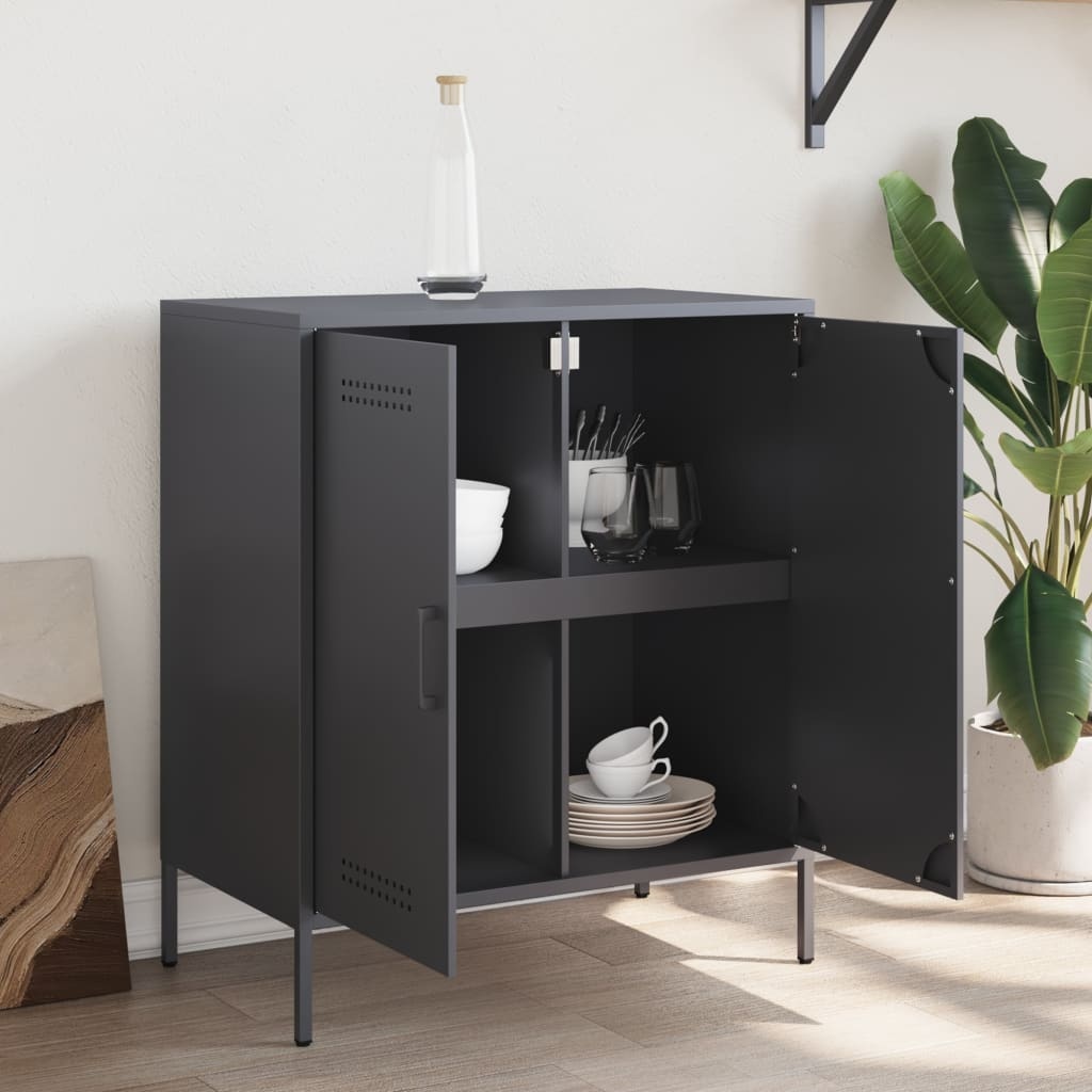 VidaXL Dressoir 68x39x79 cm staal antracietkleurig