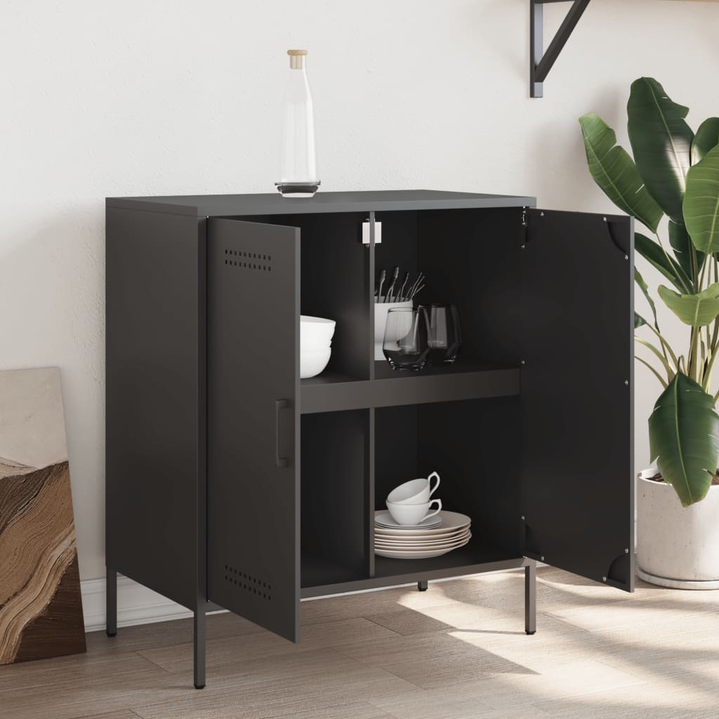 VidaXL Dressoir 68x39x79 cm staal zwart