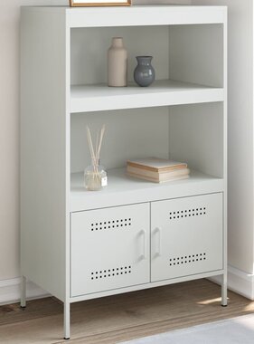 VidaXL Hoge kast 68x39x113 cm staal wit