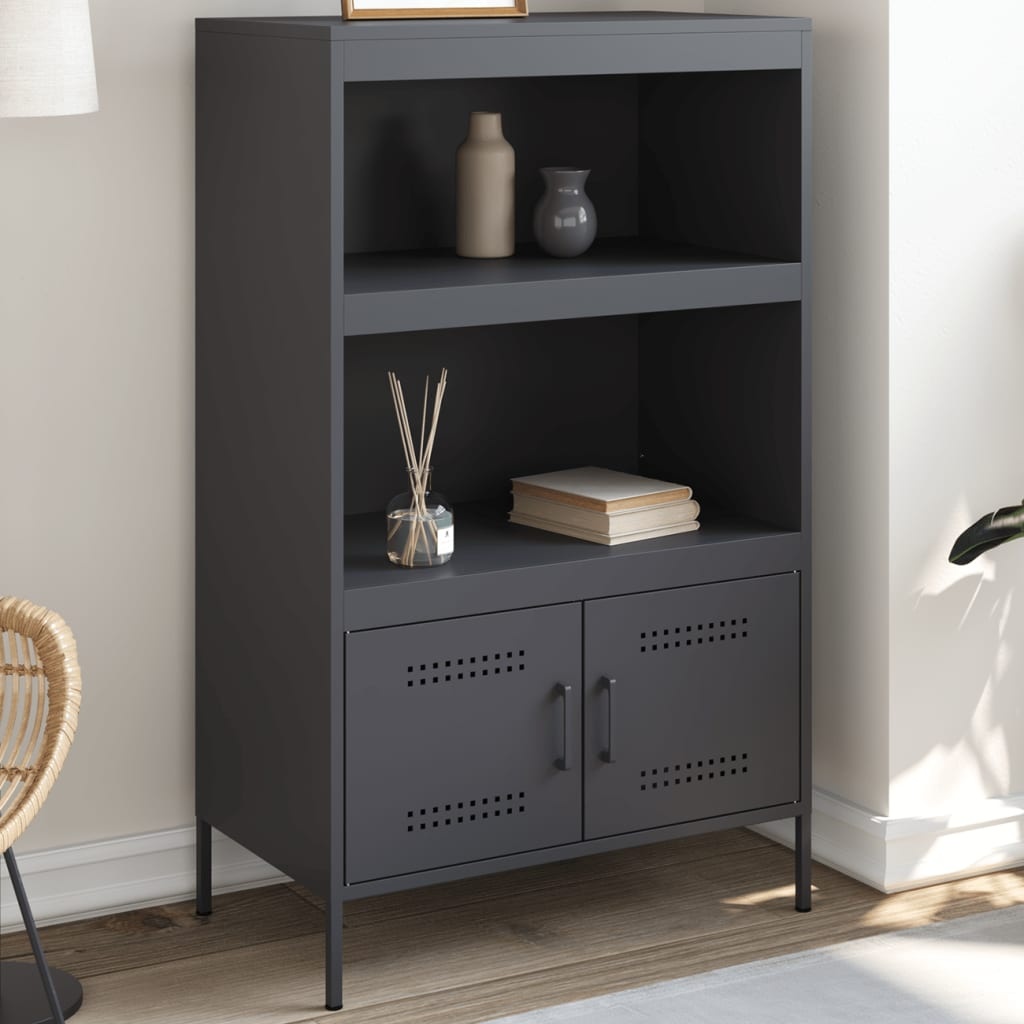 VidaXL Hoge kast 68x39x113 cm staal antracietkleurig