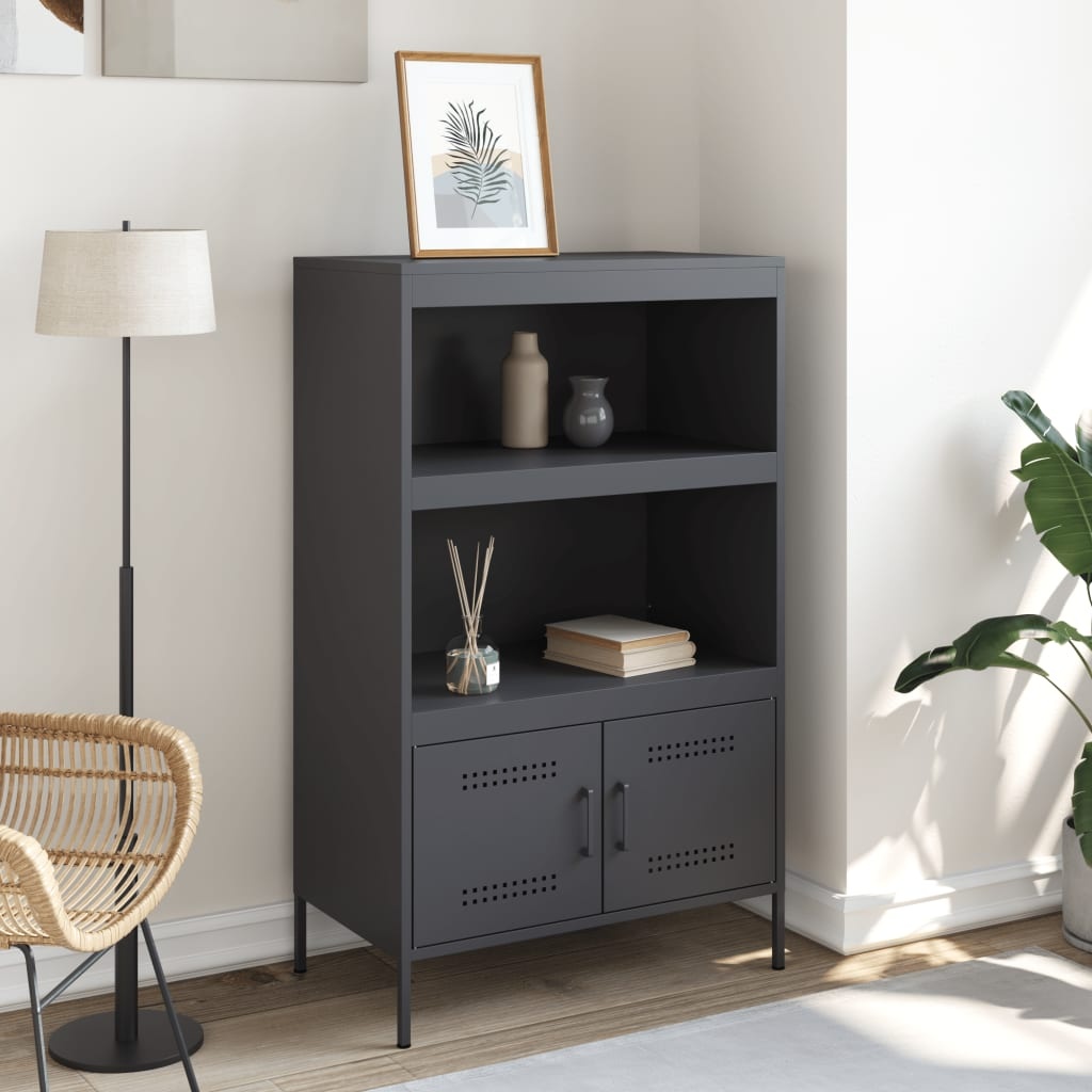 VidaXL Hoge kast 68x39x113 cm staal antracietkleurig
