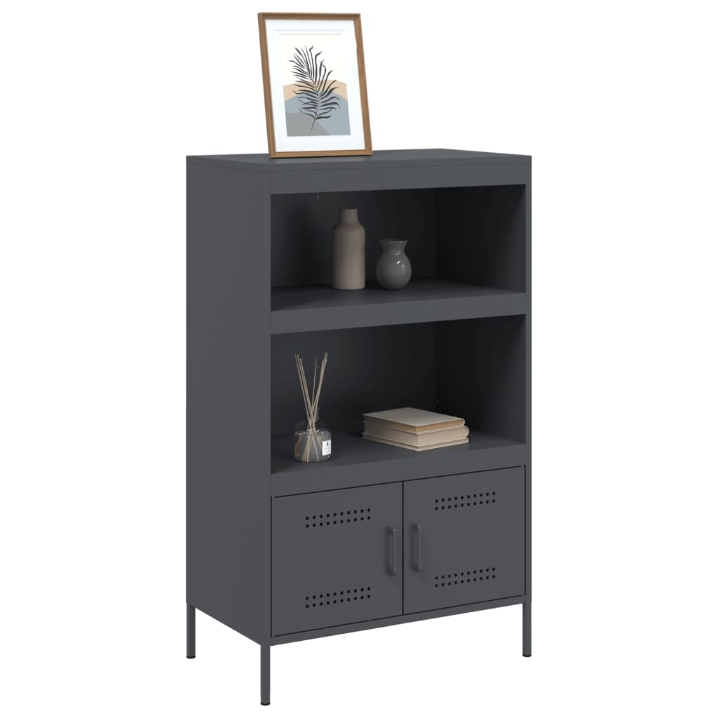 VidaXL Hoge kast 68x39x113 cm staal antracietkleurig