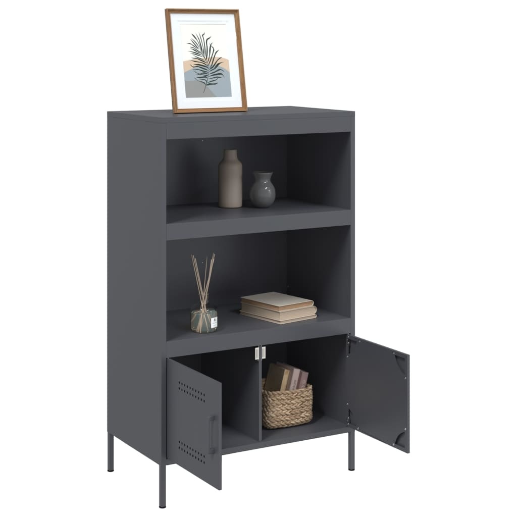 VidaXL Hoge kast 68x39x113 cm staal antracietkleurig