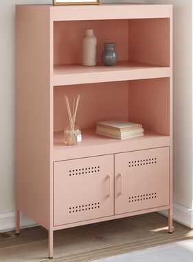 VidaXL Hoge kast 68x39x113 cm staal roze