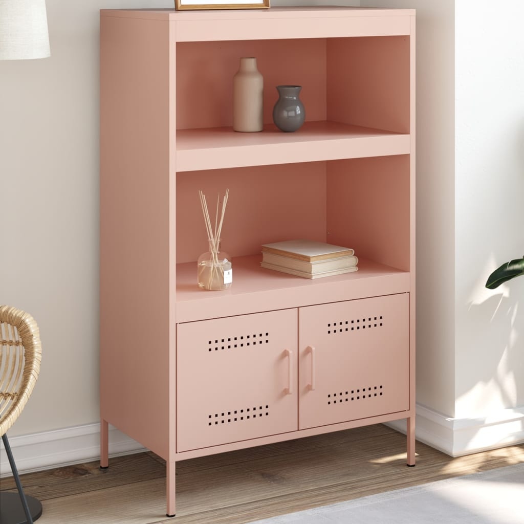 VidaXL Hoge kast 68x39x113 cm staal roze