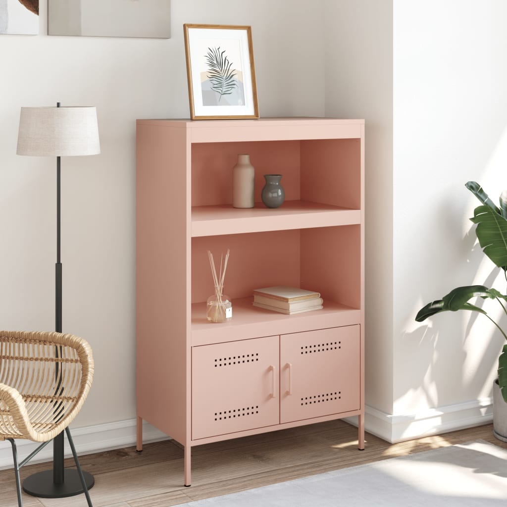 VidaXL Hoge kast 68x39x113 cm staal roze