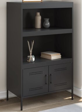 VidaXL Hoge kast 68x39x113 cm staal zwart