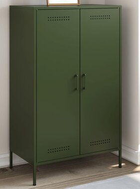 VidaXL Hoge kast 68x39x113 cm staal olijfgroen