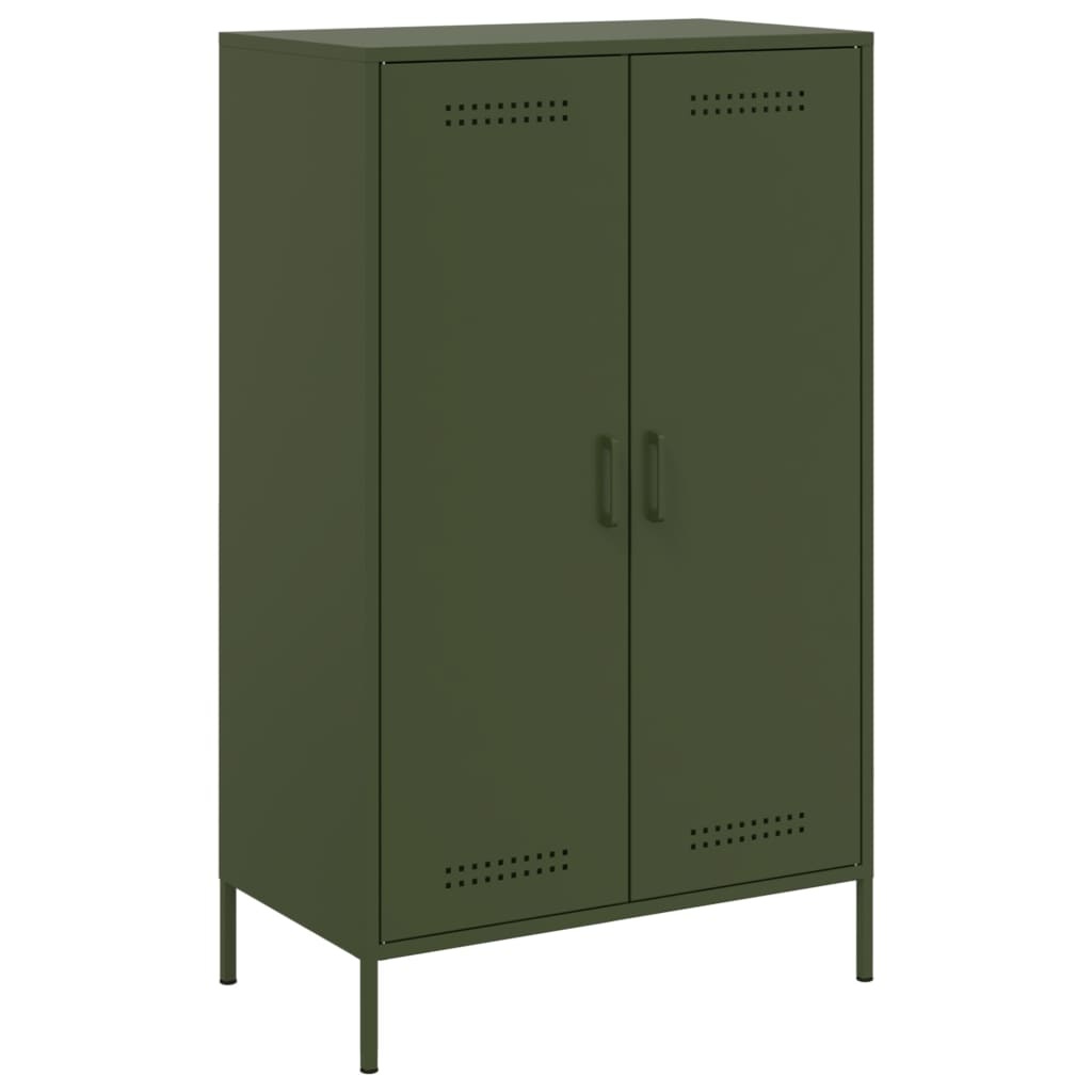 VidaXL Hoge kast 68x39x113 cm staal olijfgroen