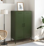 VidaXL Hoge kast 68x39x113 cm staal olijfgroen