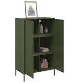VidaXL Hoge kast 68x39x113 cm staal olijfgroen