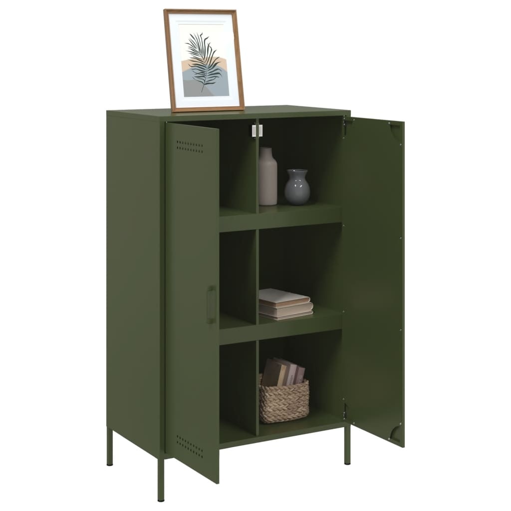 VidaXL Hoge kast 68x39x113 cm staal olijfgroen