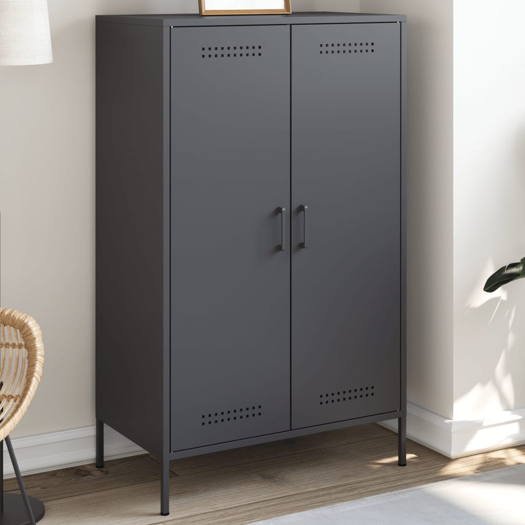 VidaXL Hoge kast 68x39x113 cm staal antracietkleurig