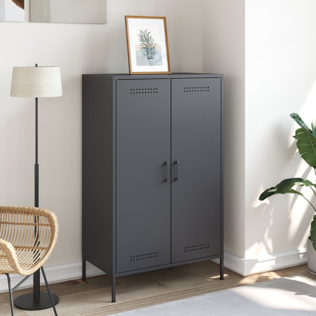 VidaXL Hoge kast 68x39x113 cm staal antracietkleurig