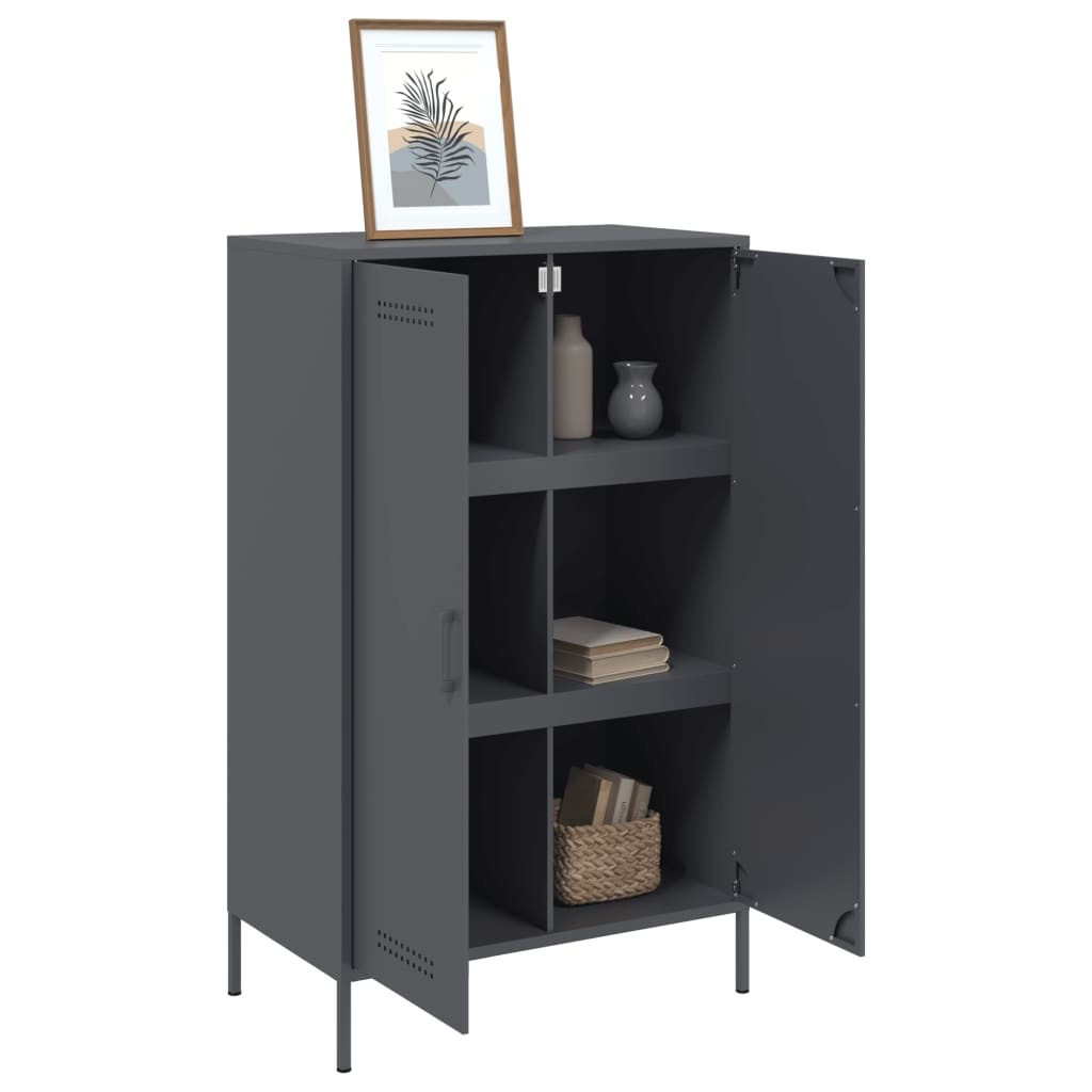 VidaXL Hoge kast 68x39x113 cm staal antracietkleurig