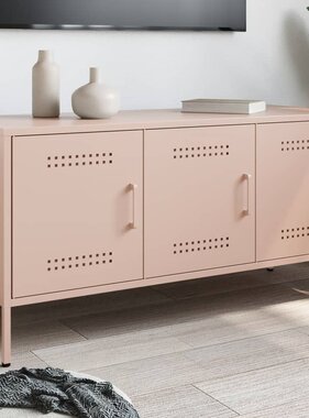VidaXL Tv-meubel 100,5x39x50,5 cm staal roze