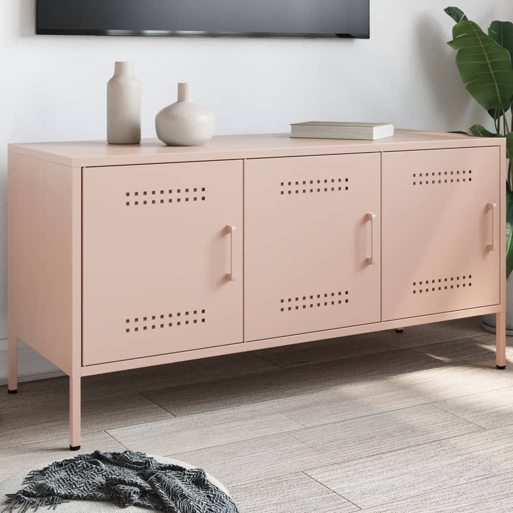 VidaXL Tv-meubel 100,5x39x50,5 cm staal roze