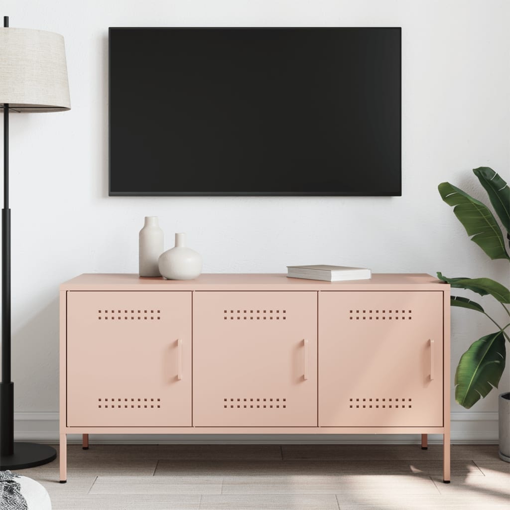 VidaXL Tv-meubel 100,5x39x50,5 cm staal roze