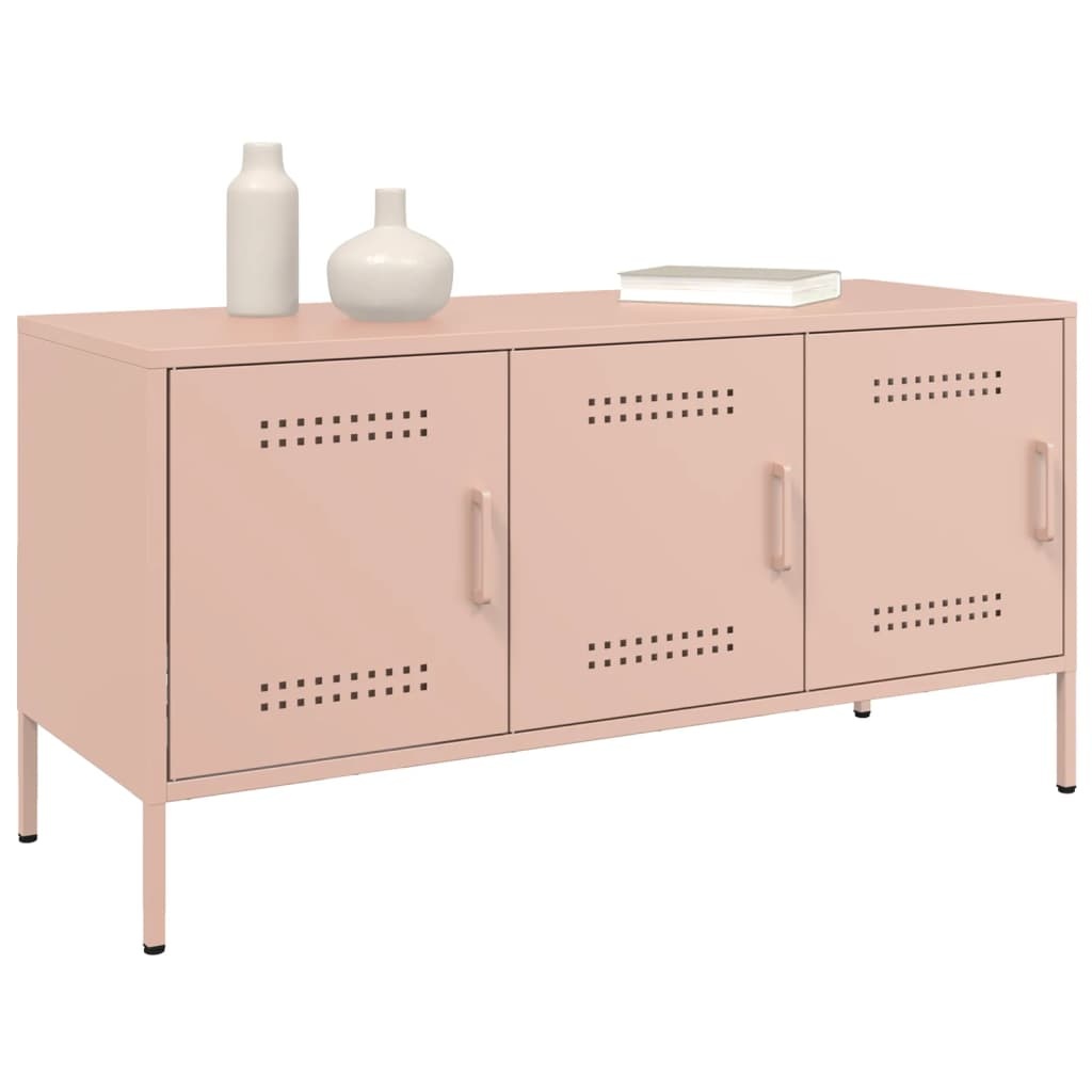 VidaXL Tv-meubel 100,5x39x50,5 cm staal roze