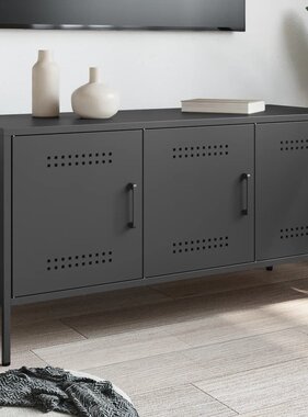 VidaXL Tv-meubel 100,5x39x50,5 cm staal zwart