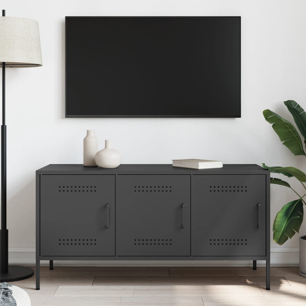 VidaXL Tv-meubel 100,5x39x50,5 cm staal zwart