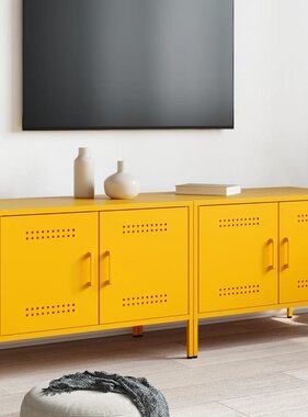 VidaXL Tv-meubelen 2 st 68x39x50,5 cm staal mosterdgeel