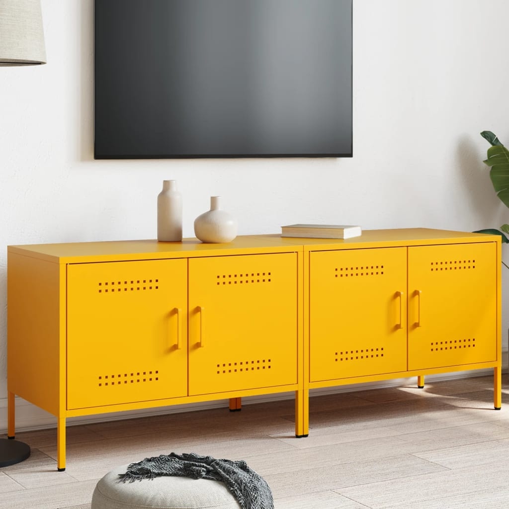 VidaXL Tv-meubelen 2 st 68x39x50,5 cm staal mosterdgeel