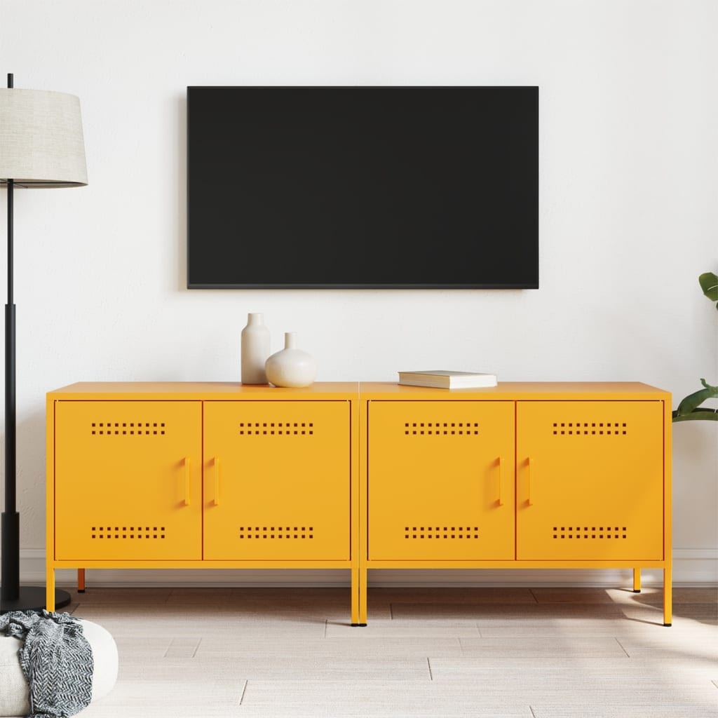 VidaXL Tv-meubelen 2 st 68x39x50,5 cm staal mosterdgeel