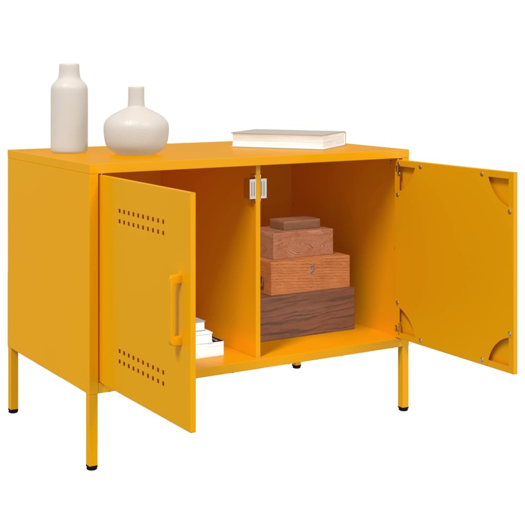 VidaXL Tv-meubelen 2 st 68x39x50,5 cm staal mosterdgeel