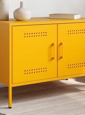 VidaXL Tv-meubel 68x39x50,5 cm staal mosterdgeel