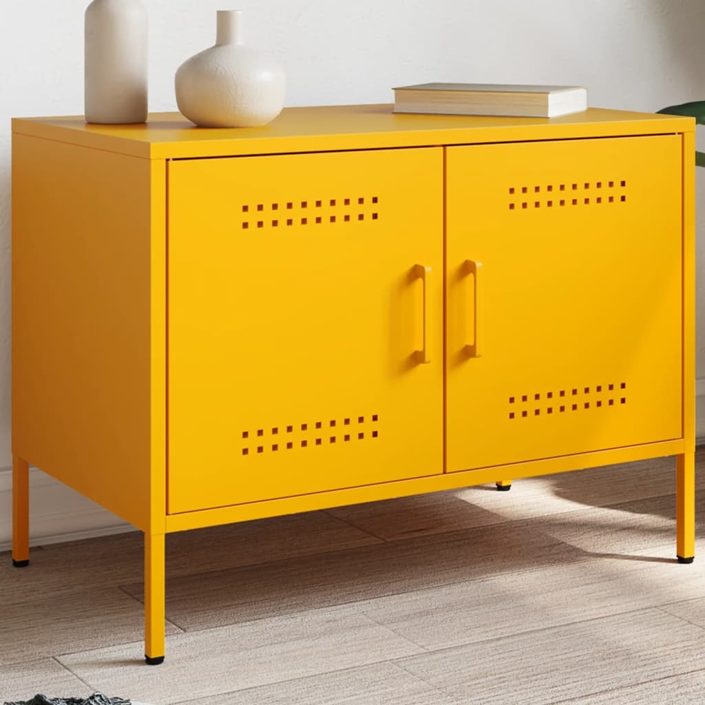 VidaXL Tv-meubel 68x39x50,5 cm staal mosterdgeel