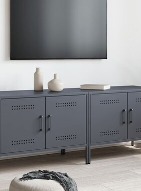 VidaXL Tv-meubelen 2 st 68x39x50,5 cm staal antracietkleurig