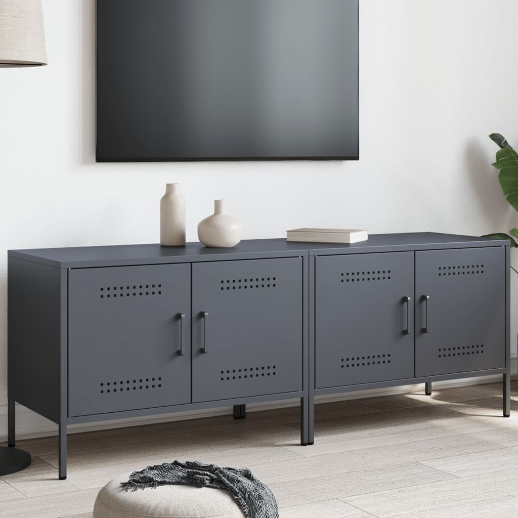 VidaXL Tv-meubelen 2 st 68x39x50,5 cm staal antracietkleurig