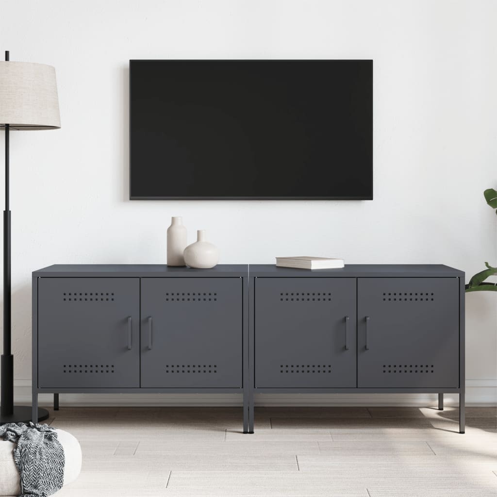VidaXL Tv-meubelen 2 st 68x39x50,5 cm staal antracietkleurig