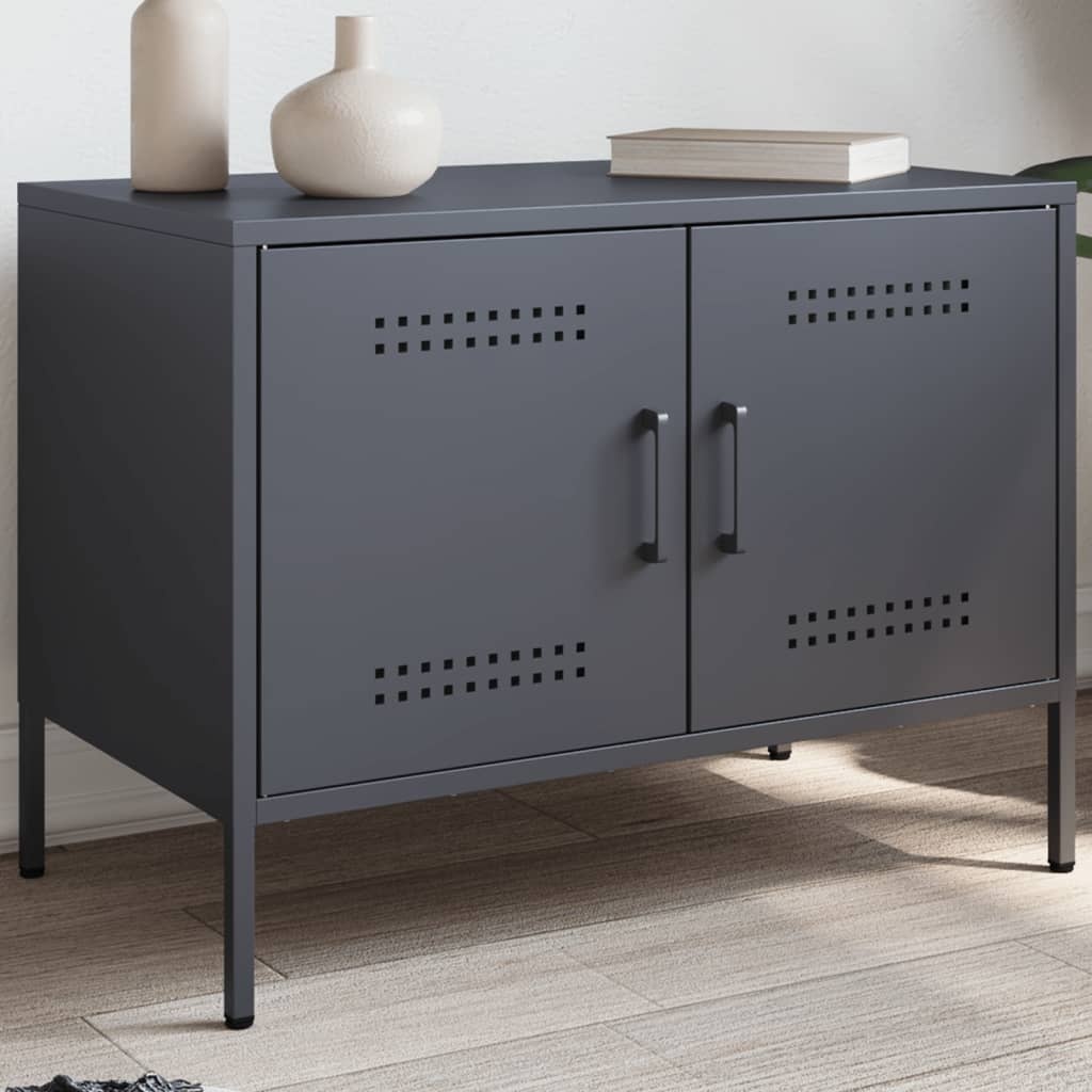 VidaXL Tv-meubel 68x39x50,5 cm staal antracietkleurig