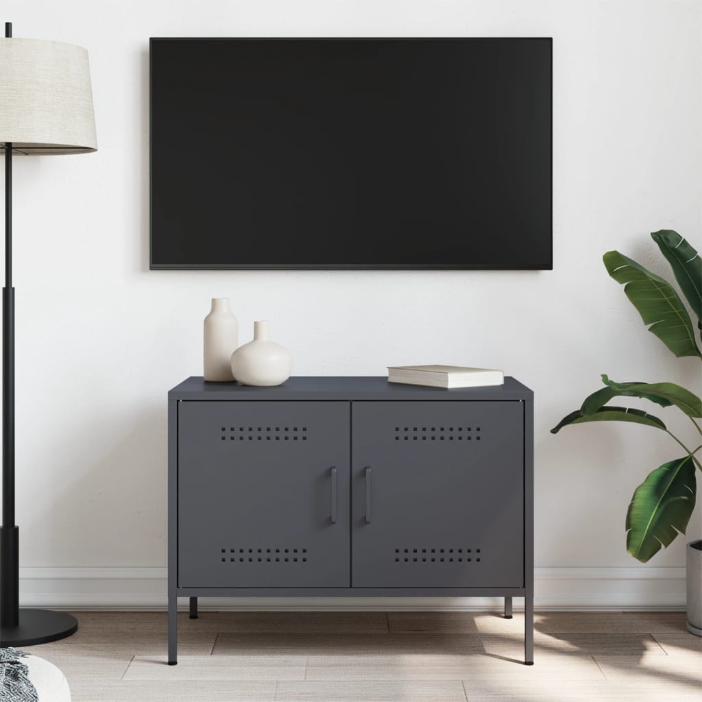 VidaXL Tv-meubel 68x39x50,5 cm staal antracietkleurig