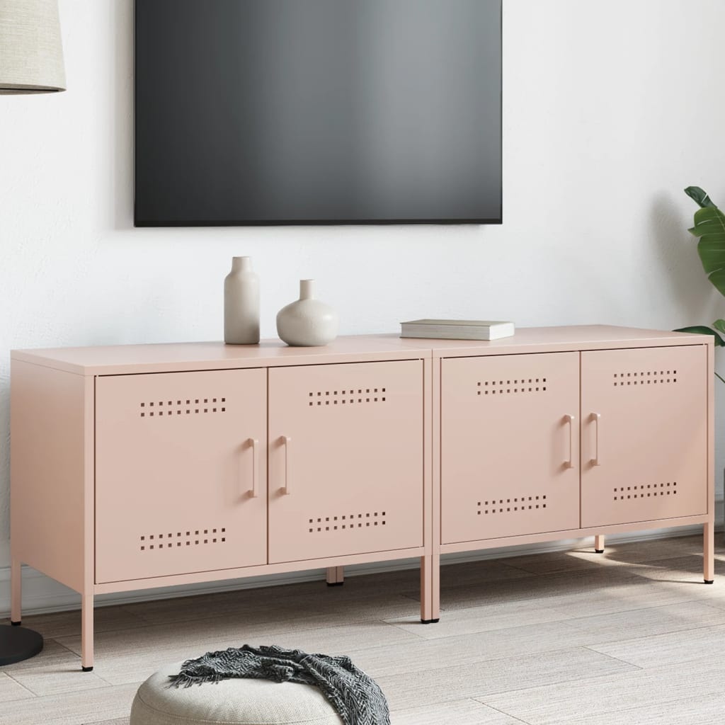 VidaXL Tv-meubelen 2 st 68x39x50,5 cm staal roze
