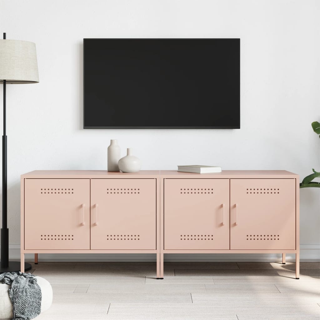 VidaXL Tv-meubelen 2 st 68x39x50,5 cm staal roze