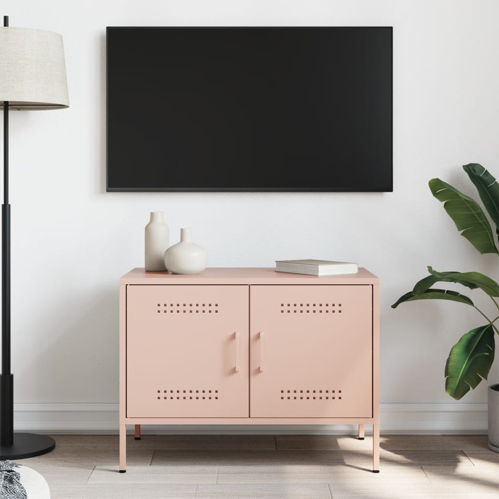 VidaXL Tv-meubel 68x39x50,5 cm staal roze