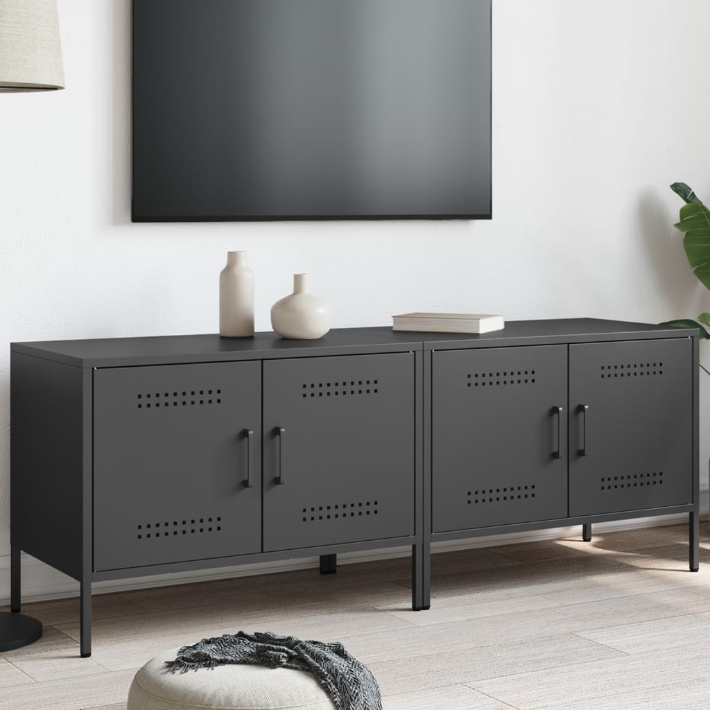 VidaXL Tv-meubelen 2 st 68x39x50,5 cm staal zwart