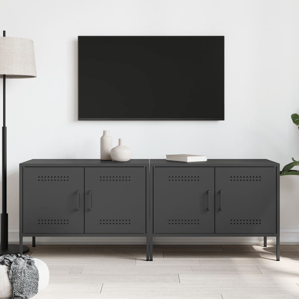 VidaXL Tv-meubelen 2 st 68x39x50,5 cm staal zwart