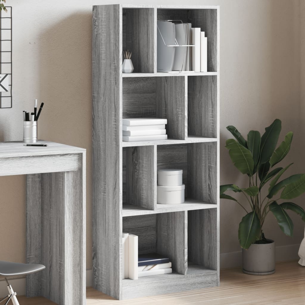 VidaXL Boekenkast 57x28,5x141cm bewerkt hout grijs sonoma eikenkleurig