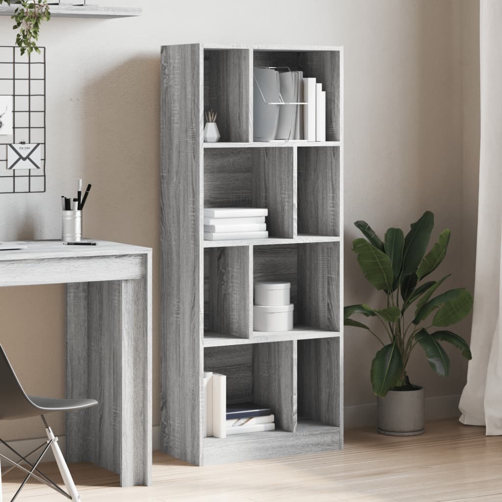 VidaXL Boekenkast 57x28,5x141cm bewerkt hout grijs sonoma eikenkleurig