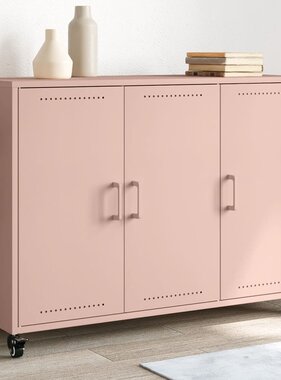 VidaXL Dressoir 100,5x39x72 cm koudgewalst staal roze