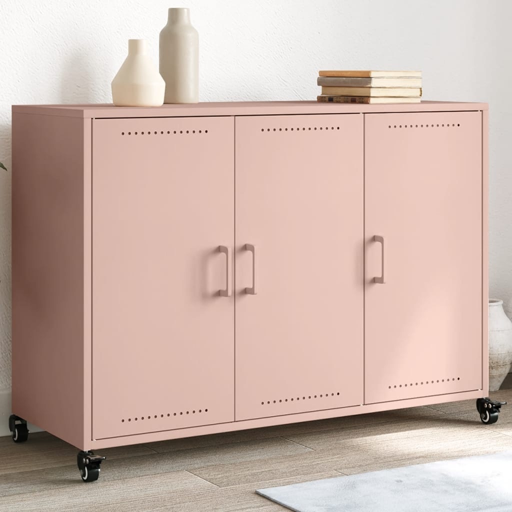 VidaXL Dressoir 100,5x39x72 cm koudgewalst staal roze