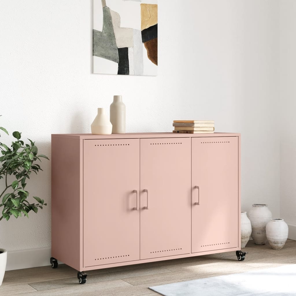 VidaXL Dressoir 100,5x39x72 cm koudgewalst staal roze