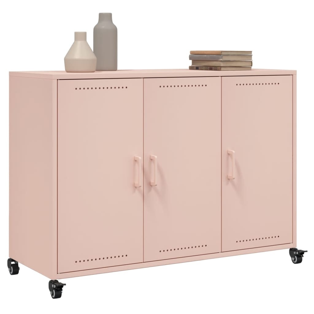 VidaXL Dressoir 100,5x39x72 cm koudgewalst staal roze